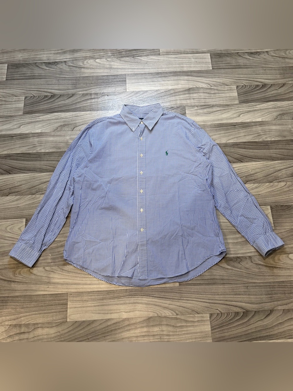 SIZE XL MENS RALPH LAUREN CASUAL DRESSED BLUE PLAID LONG SLEEVE BUTTON UP